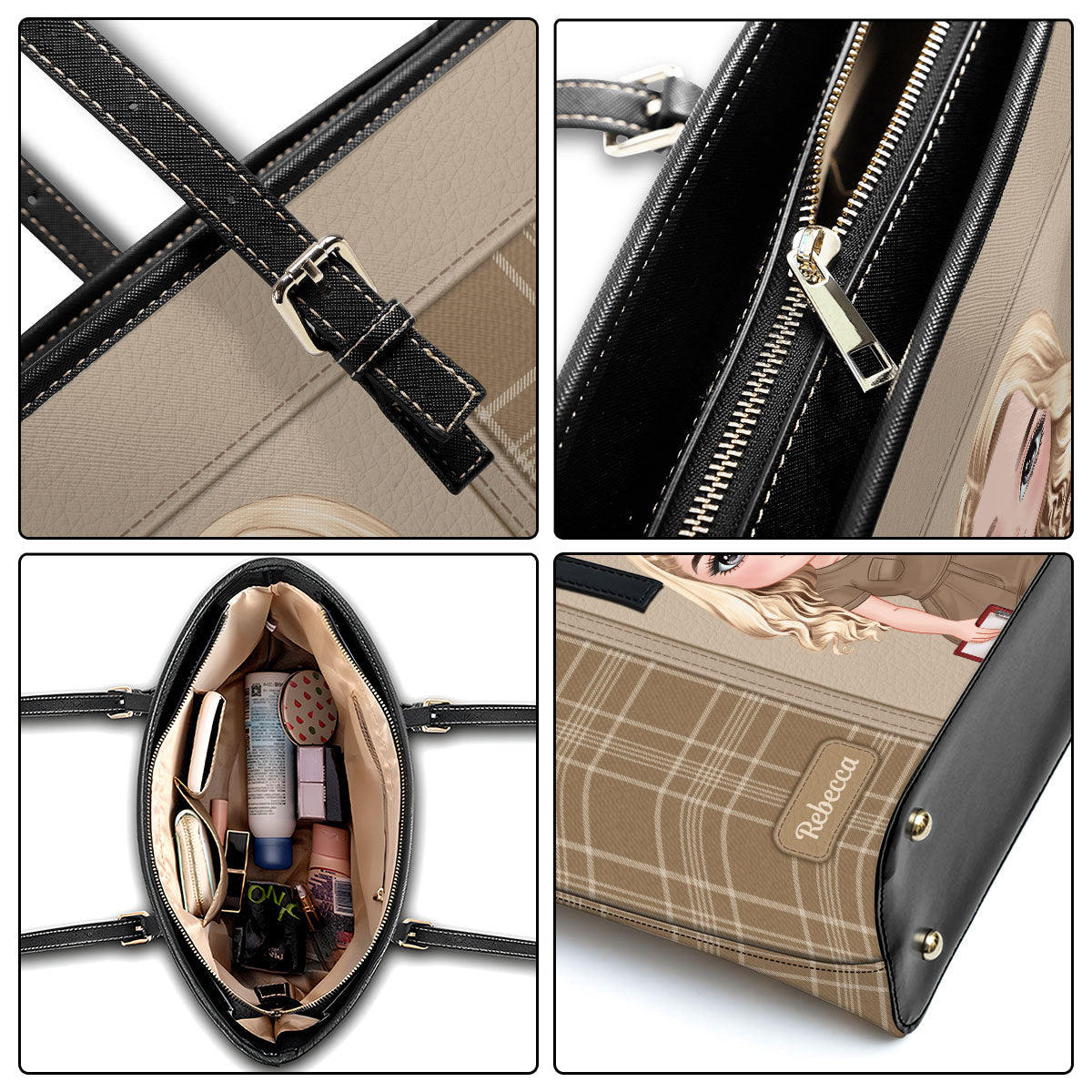 Chic Nurse Vibes - Personalized Custom Nurse Leather Tote Bag
