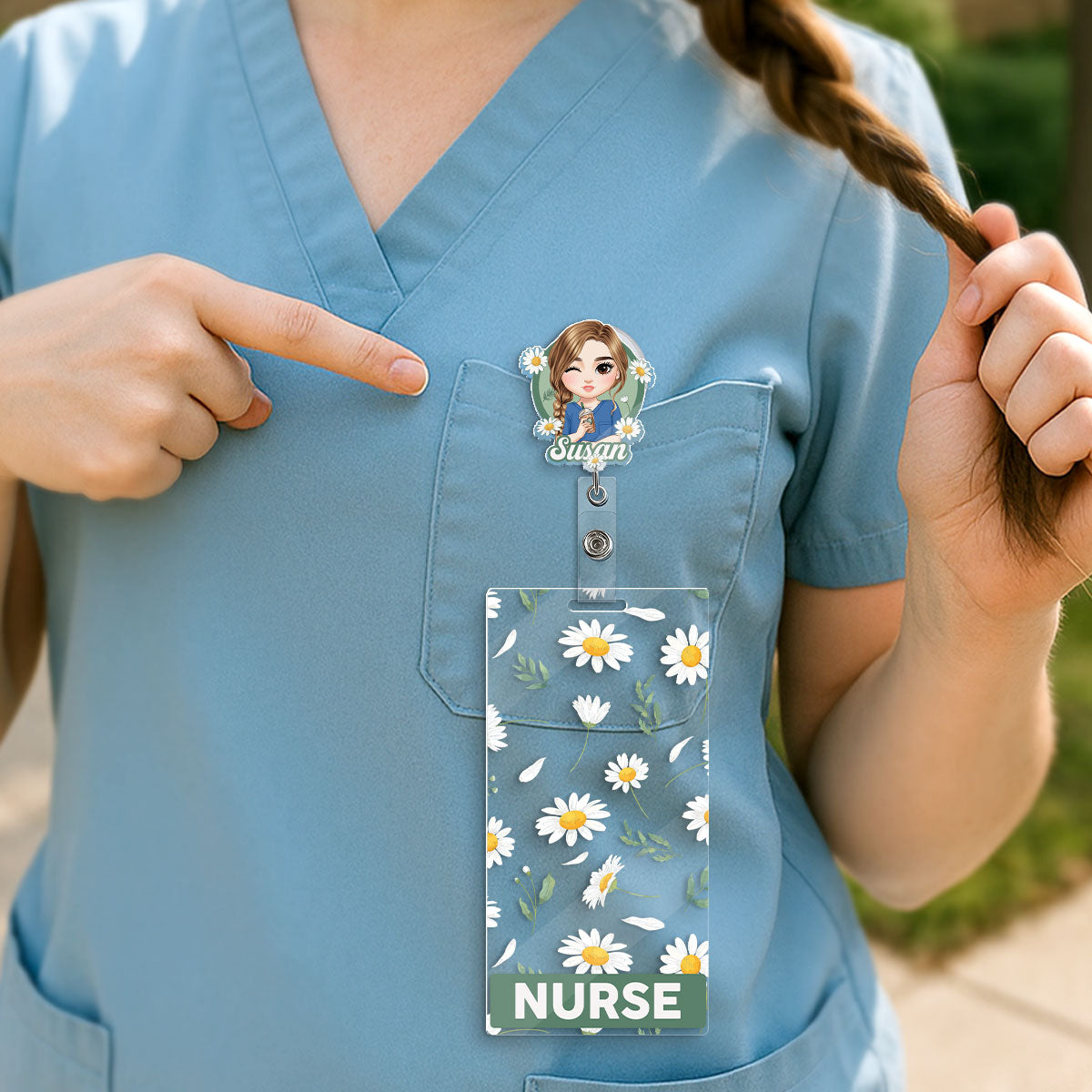 Daisy Love - Personalized Nurse Badge Reel & Buddy Set