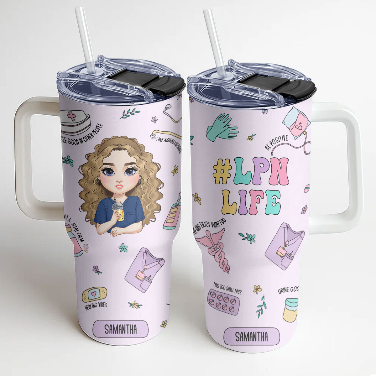 Nurse Life - Personalized Nurse 40oz Tumbler With Handle