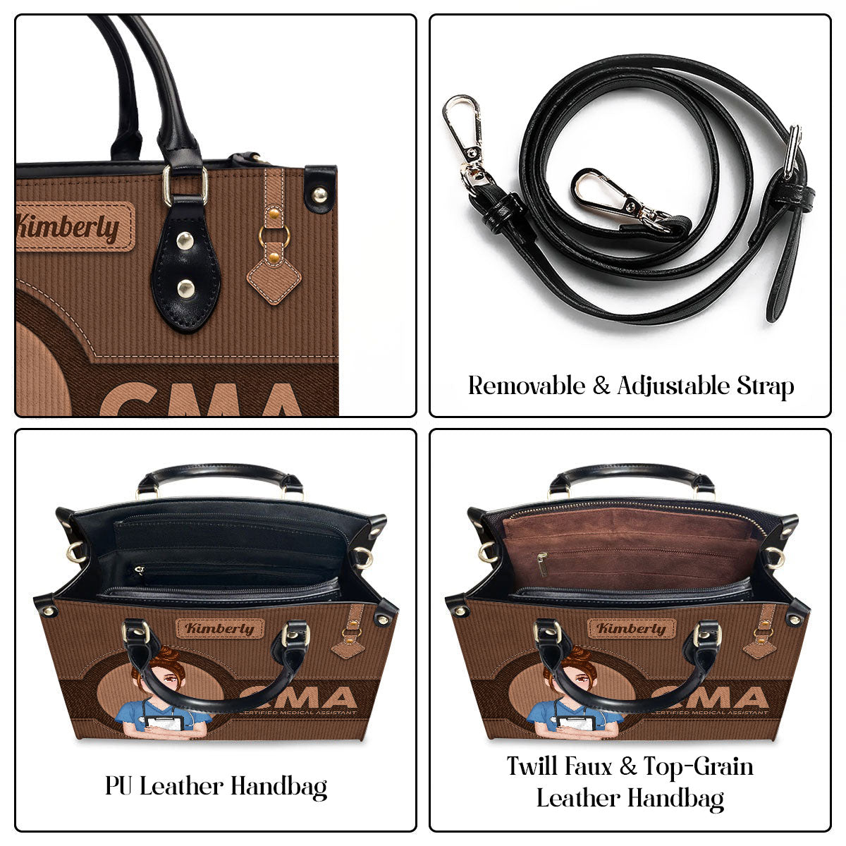 Denim Corduroy Nurse - Personalized Custom Leather Handbag