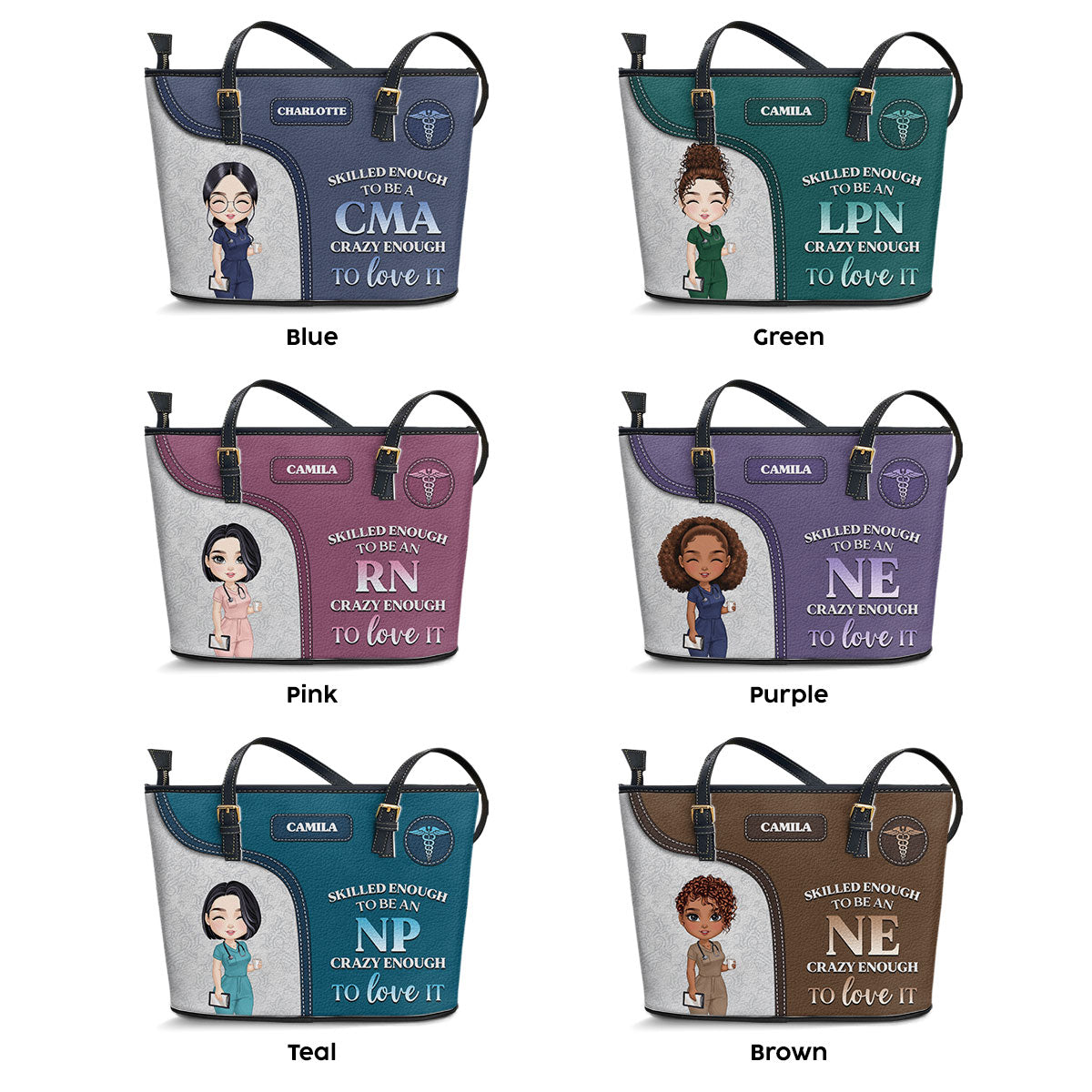 Nurse Skilled Enough - Personalized Custom Nurse Leather Tote Bag Deal