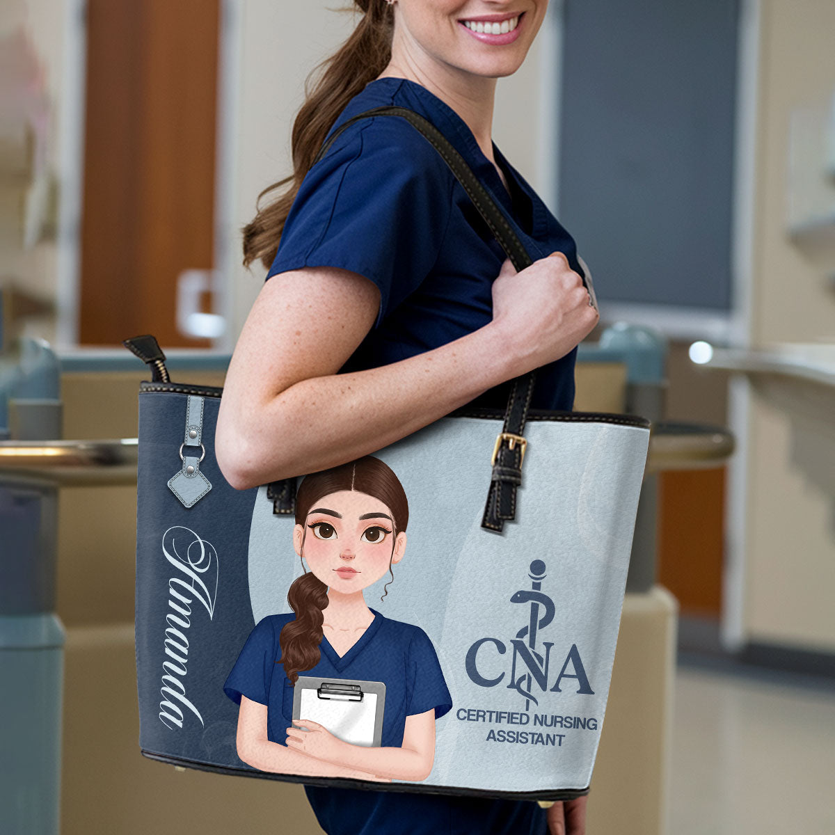 Endless Love Nurse - Personalized Custom Nurse Leather Tote Bag