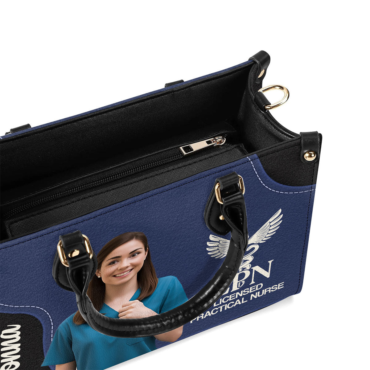 Nurse With Love Cartoon - Personalized Custom Leather Handbag