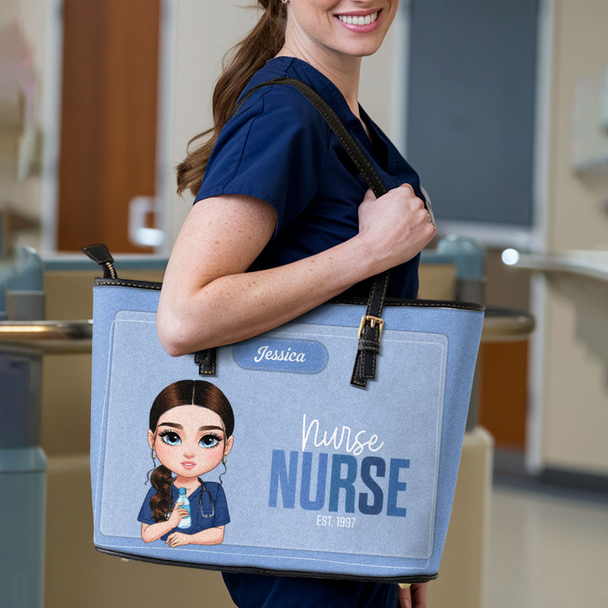 Nurse Muse - Personalized Custom Nurse Leather Tote Bag