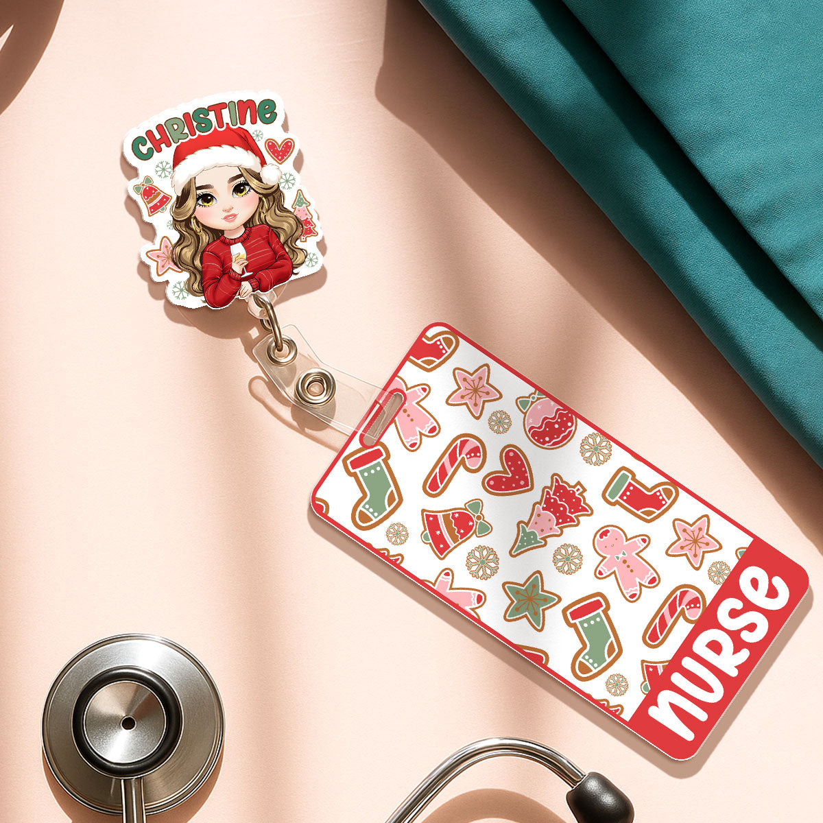 Silent Night - Personalized Nurse Badge Reel & Buddy Set