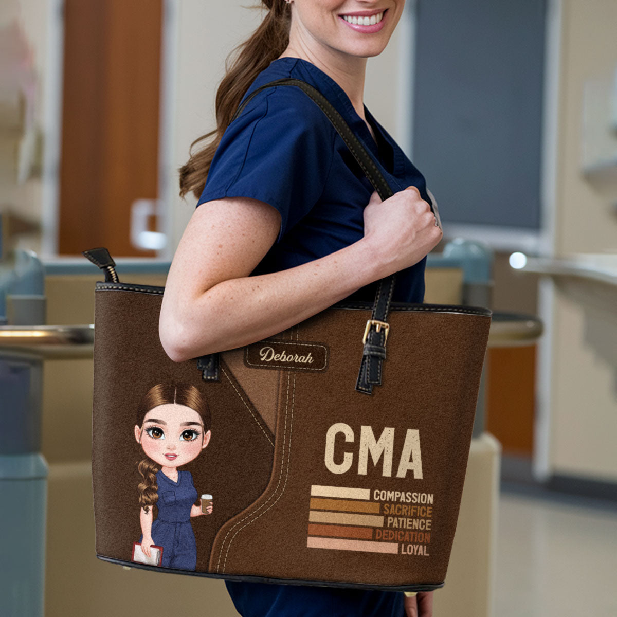 Nurse Dedication - Personalized Custom Nurse Leather Tote Bag
