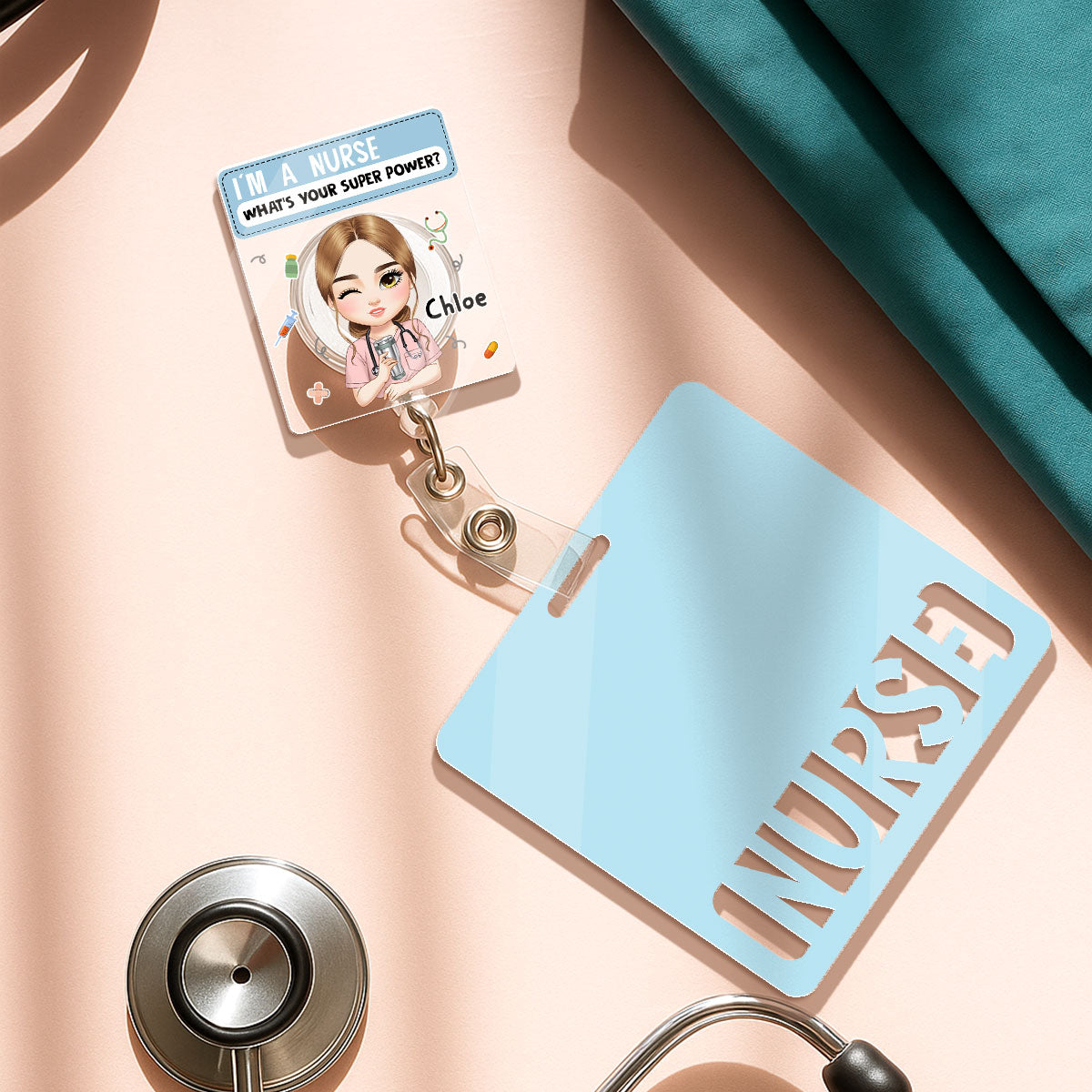 Superpower Nurse - Personalized Nurse Badge Reel & Buddy Set