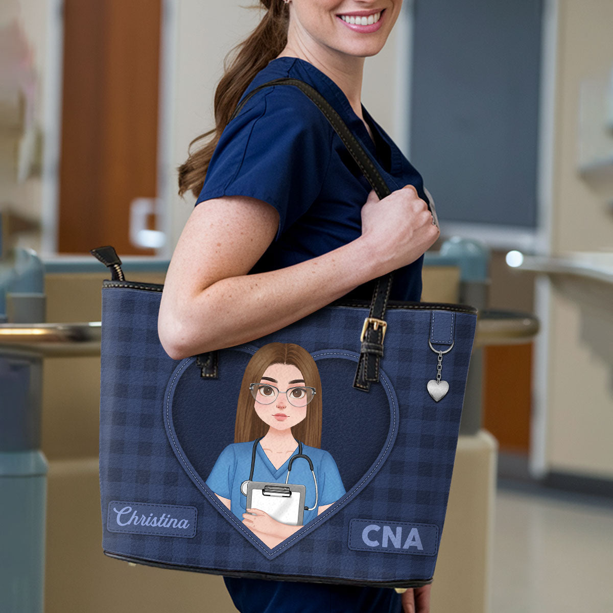 Daily Nurse Style - Personalized Custom Nurse Leather Tote Bag