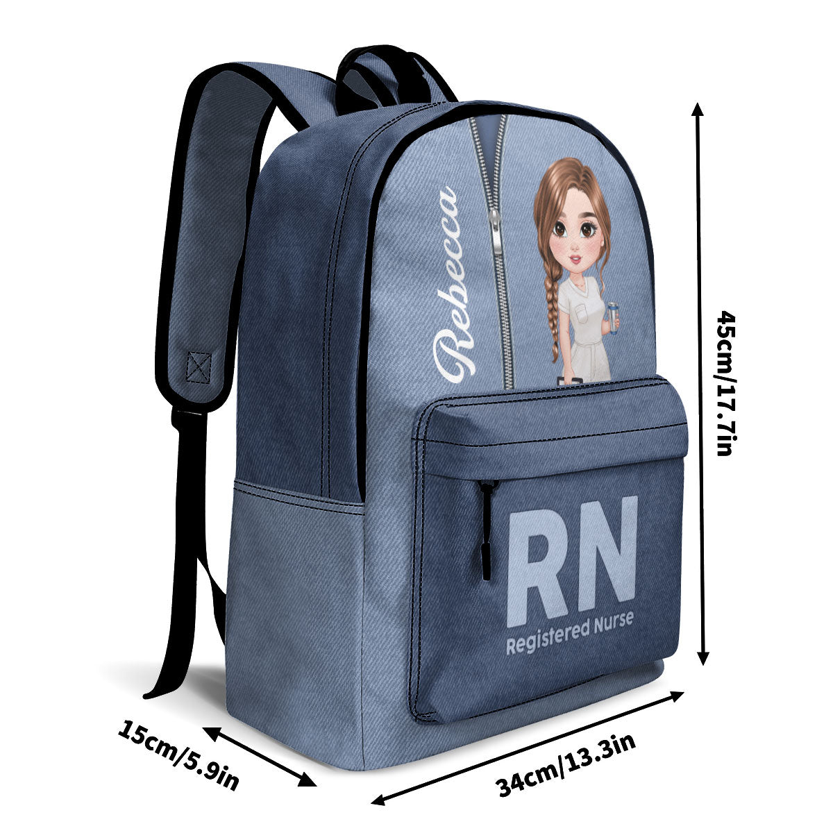 Nurse Denim Style - Personalized Backpack