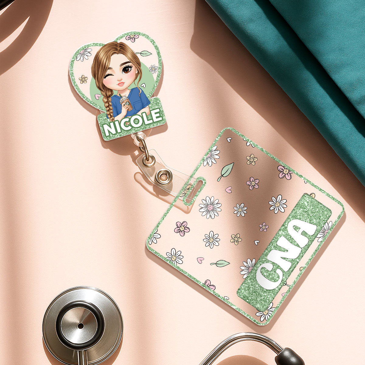 Sparkle Nurse - Personalized Nurse Badge Reel & Buddy Set