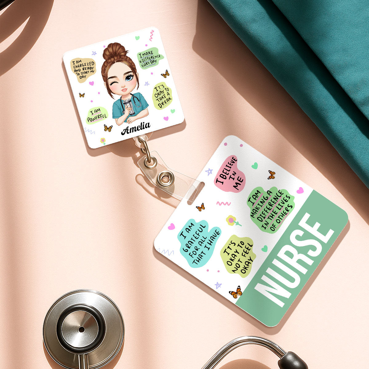 Affirmation Nurse - Personalized Nurse Badge Reel & Buddy Set