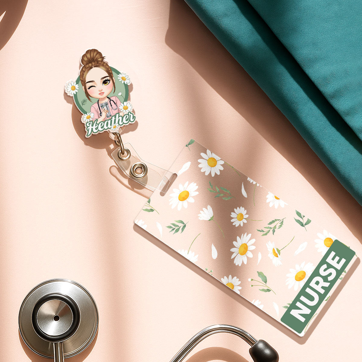 Daisy Love - Personalized Nurse Badge Reel & Buddy Set