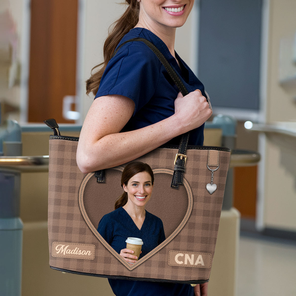 Daily Nurse Style Photo - Personalized Custom Nurse Leather Tote Bag