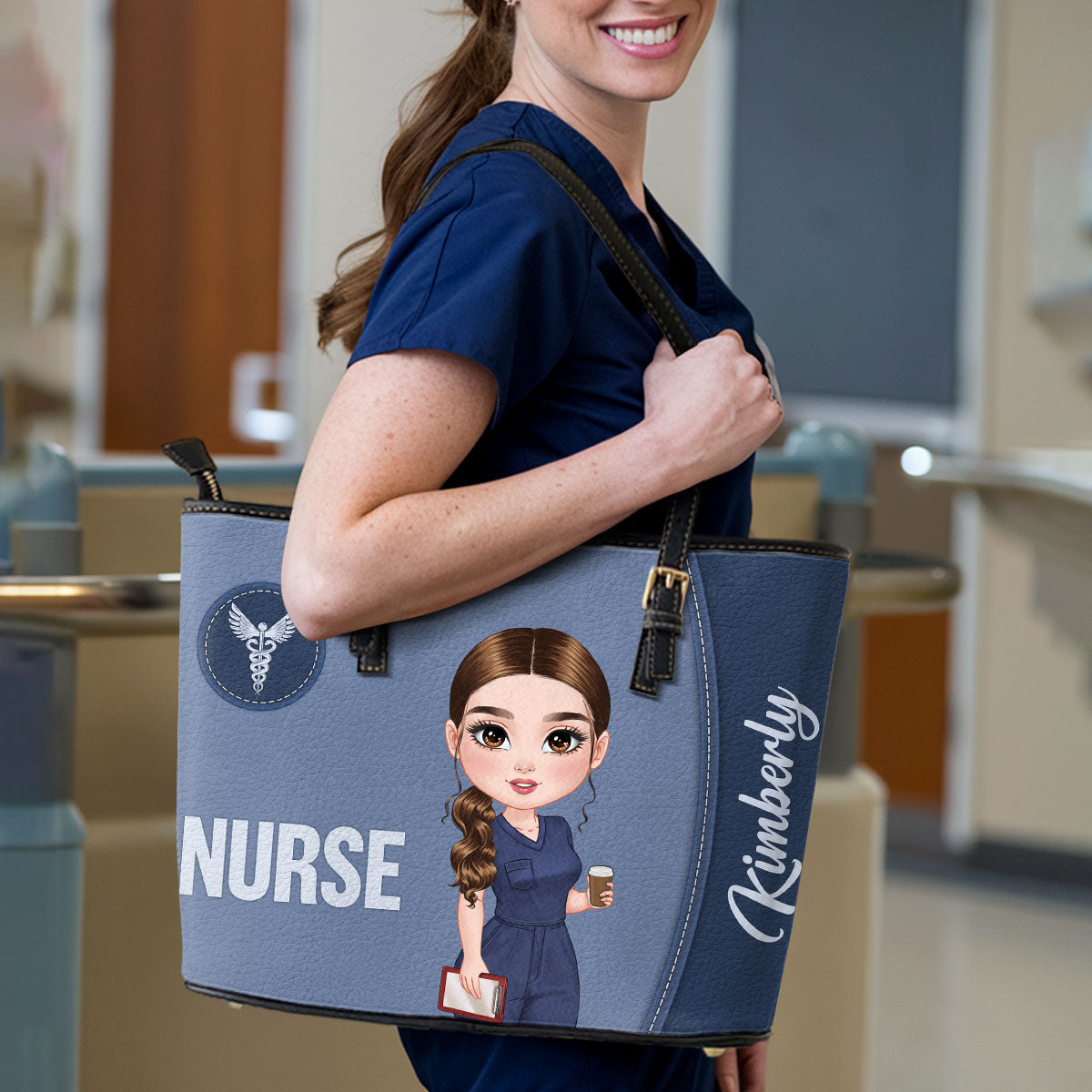 Timeless Style Nurse - Personalized Custom Nurse Leather Tote Bag