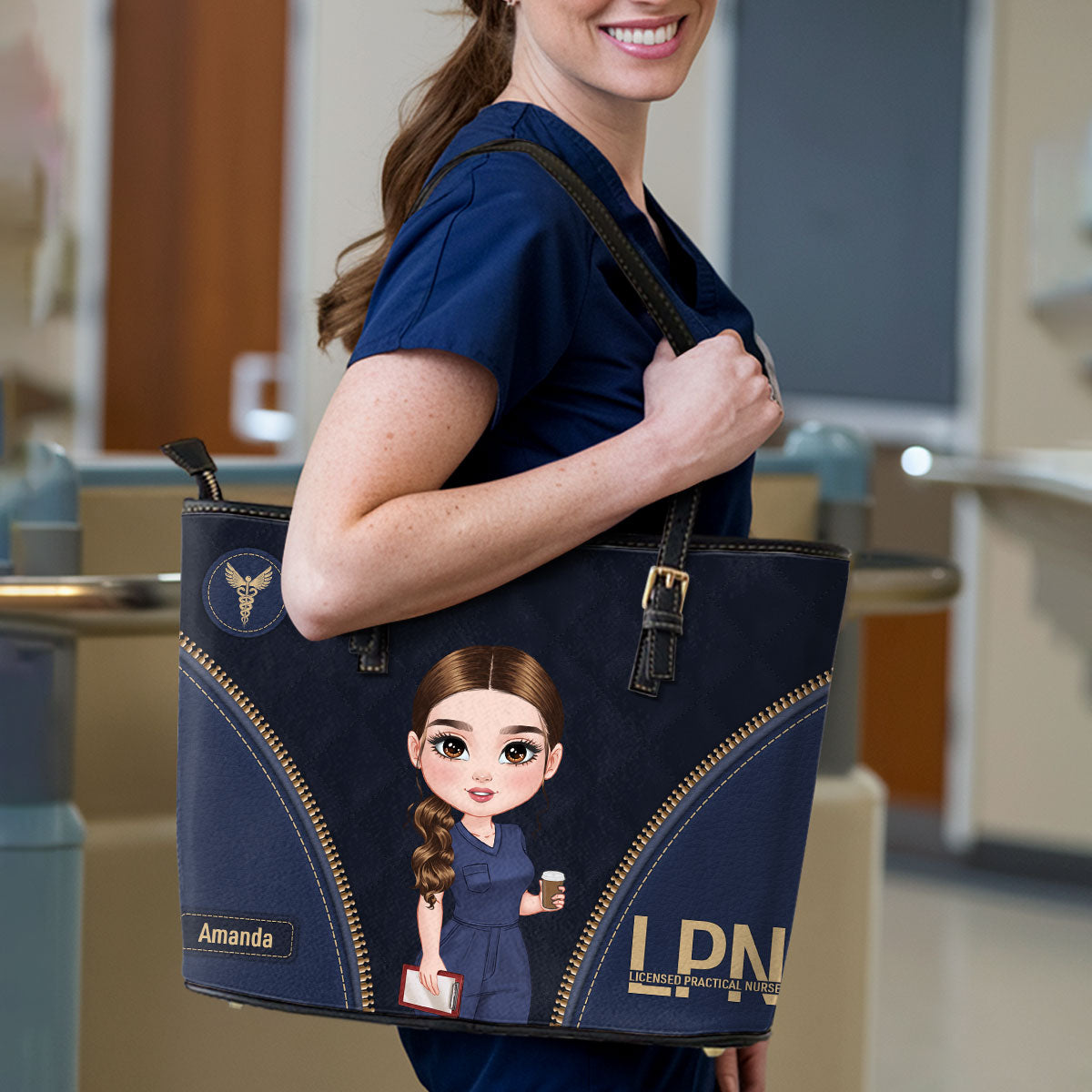 Humble Nurse - Personalized Custom Nurse Leather Tote Bag