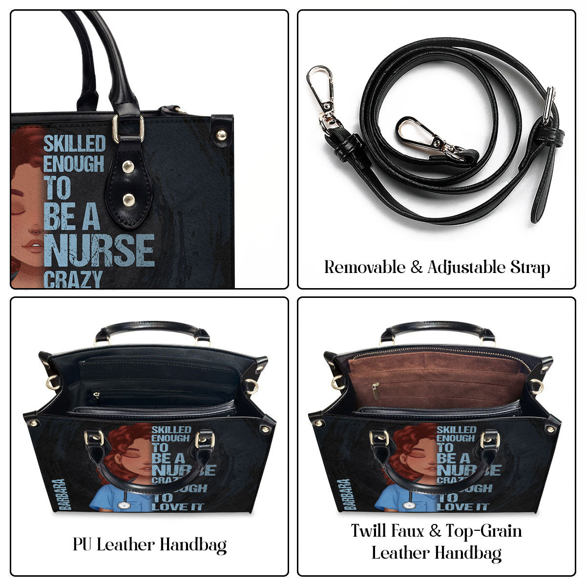 Skilled Nurse Comic - Personalized Custom Leather Handbag