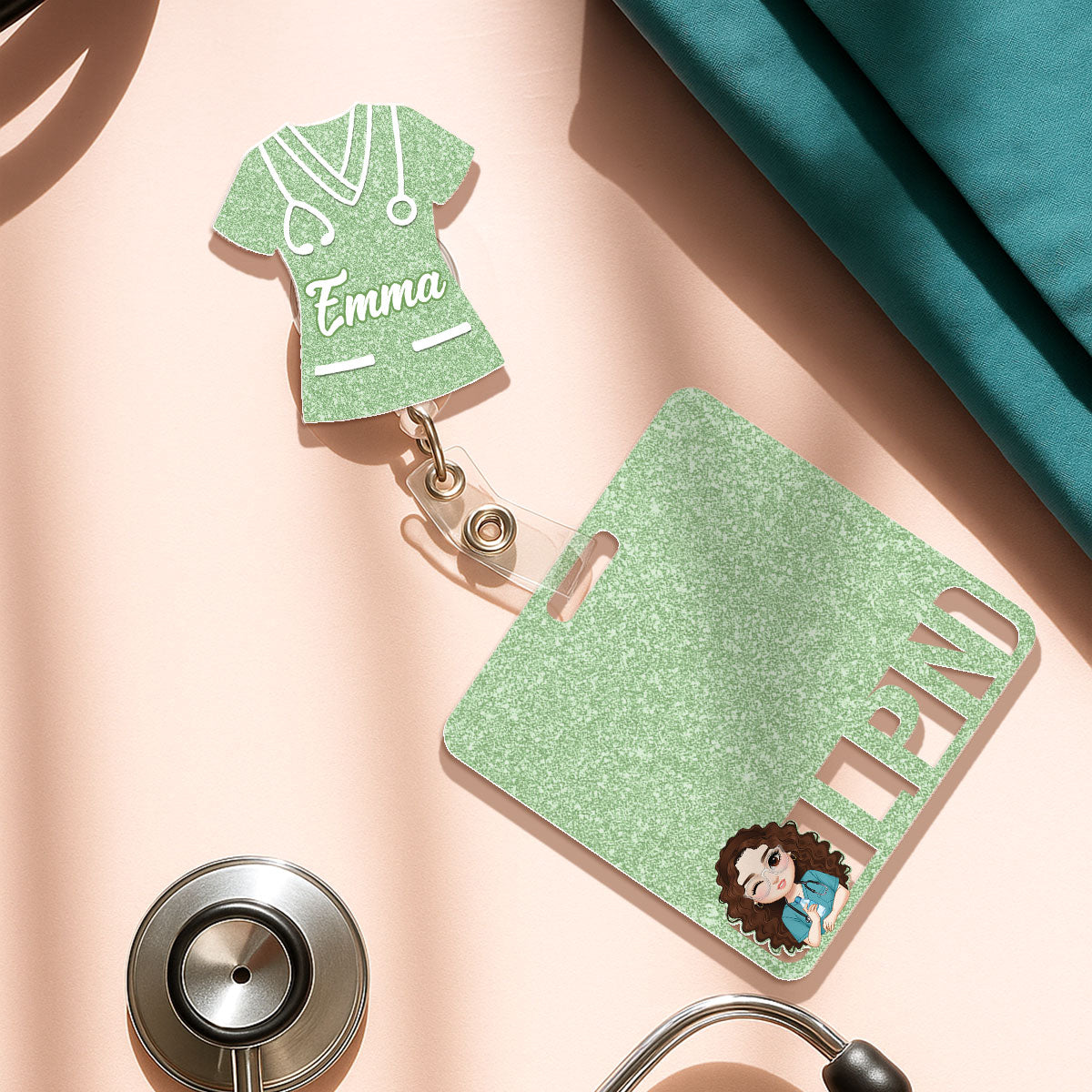 Scrub Life - Personalized Nurse Badge Reel & Buddy Set