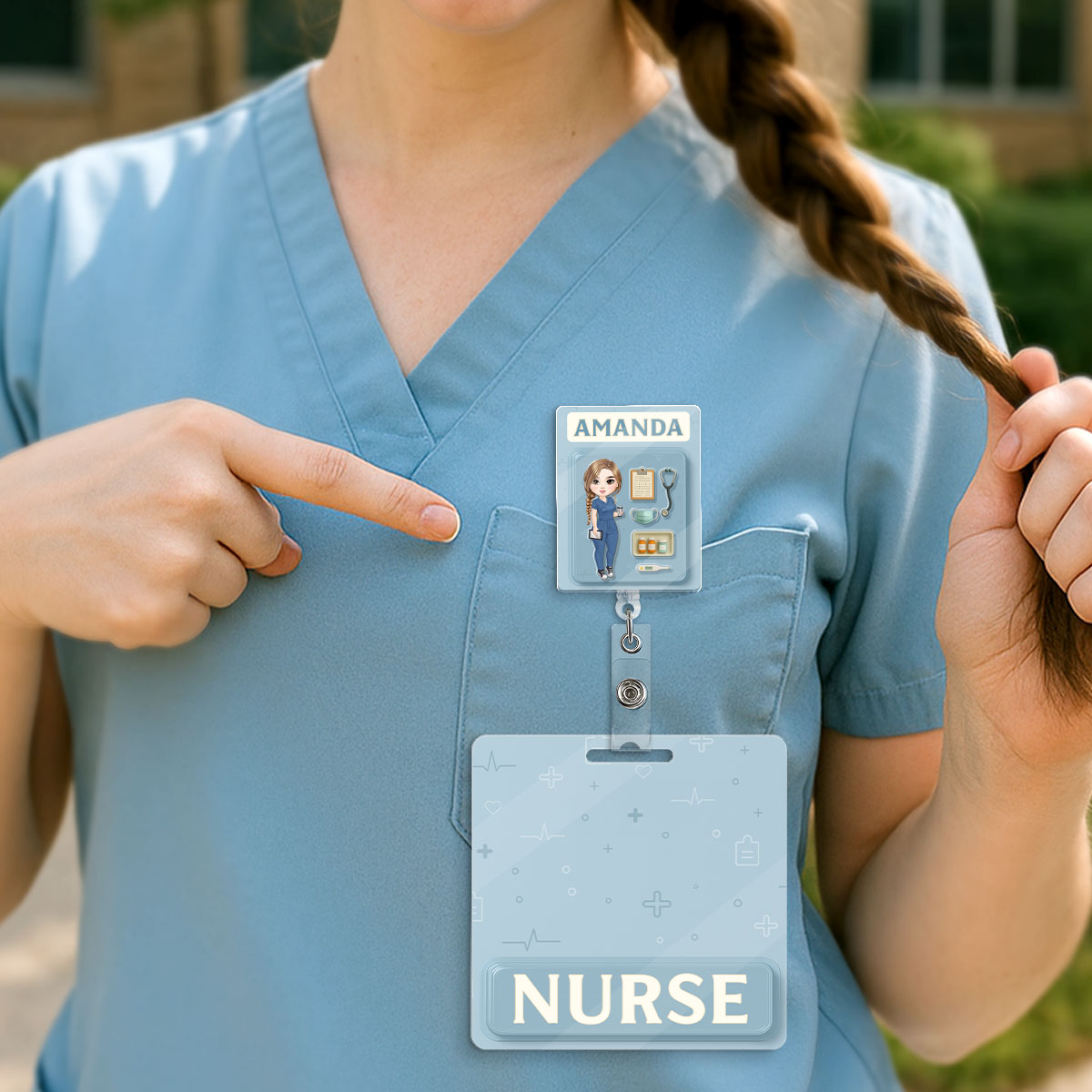 Nurse Doll - Personalized Nurse Badge Reel & Buddy Set