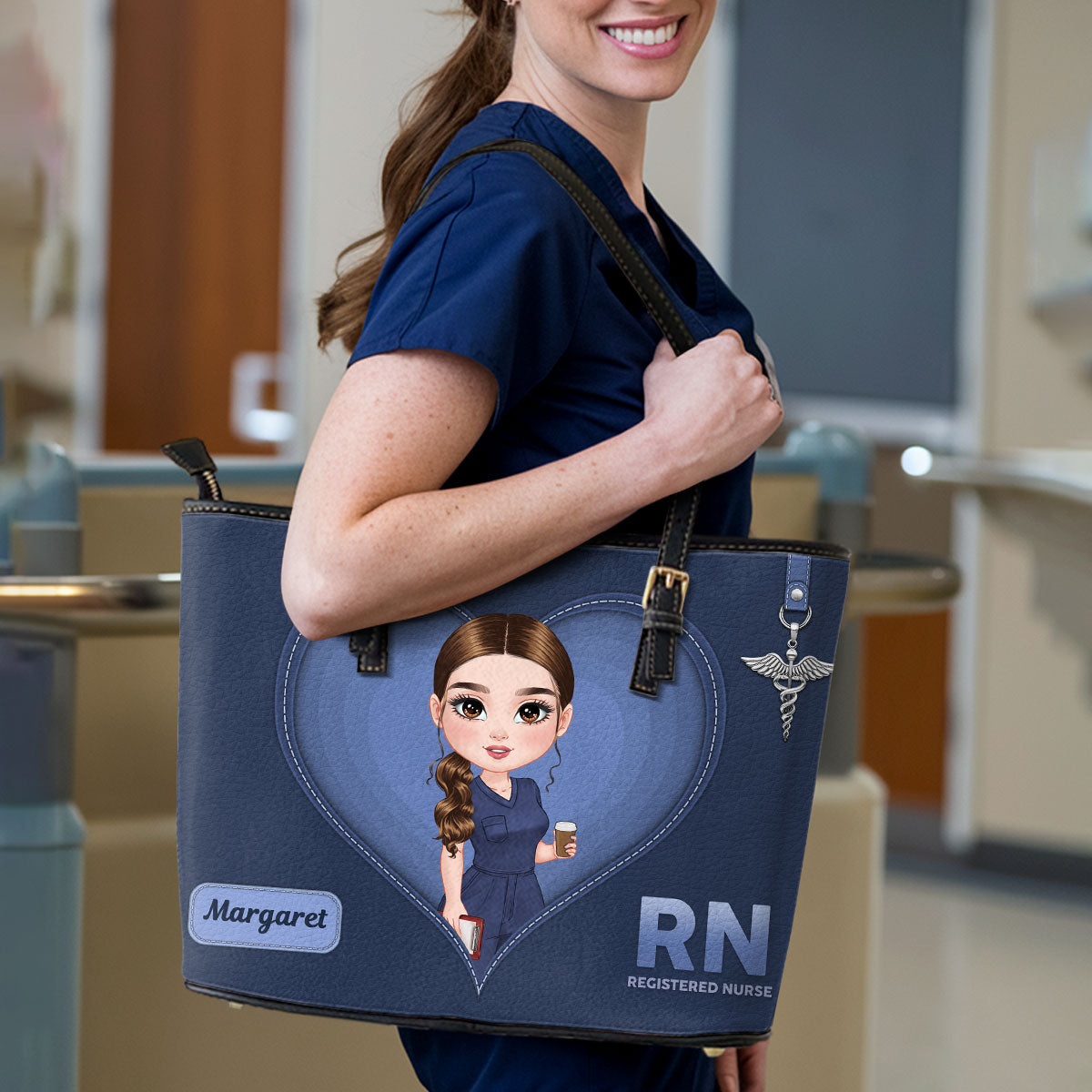 All Time Nurse - Personalized Custom Nurse Leather Tote Bag