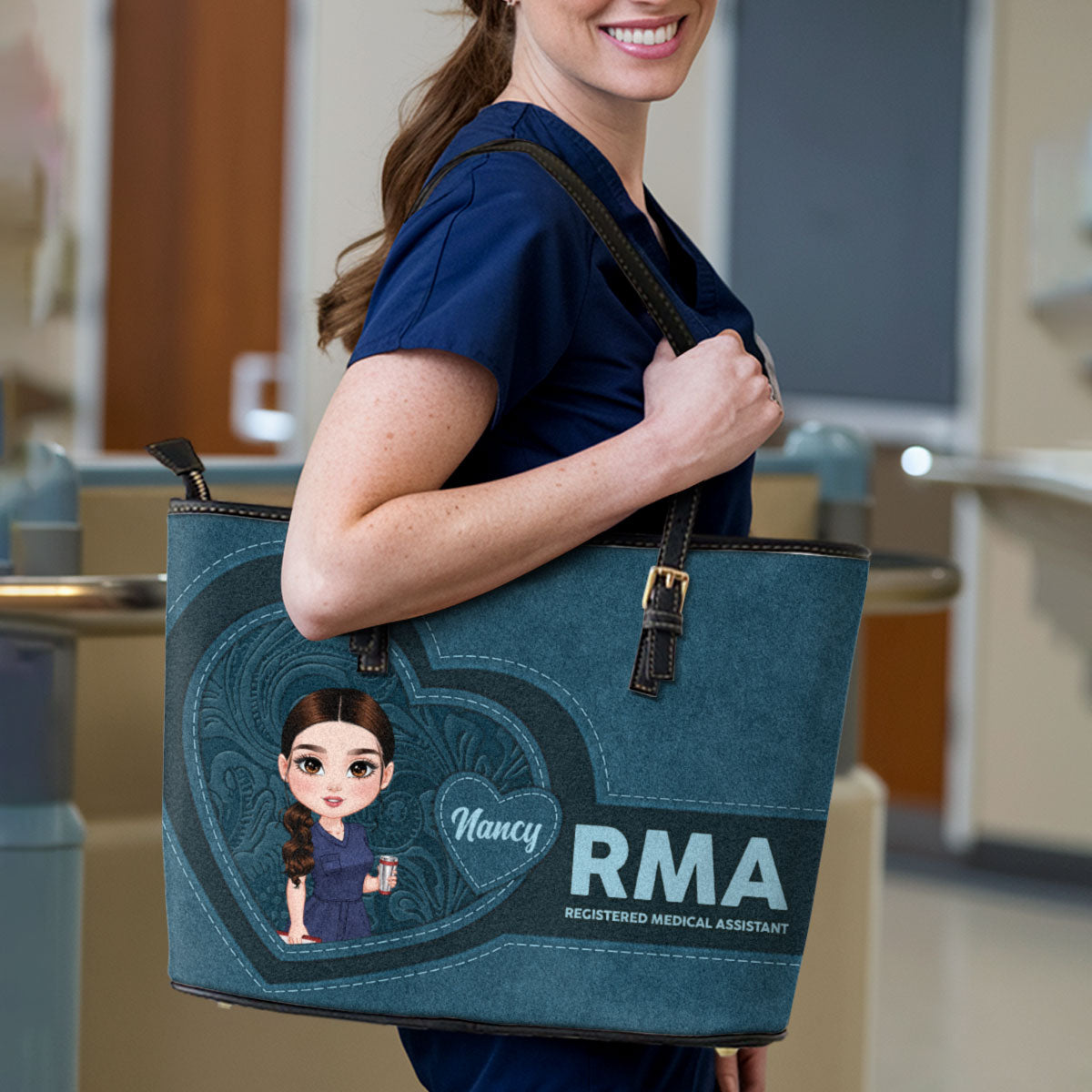 Sweet Nurse - Personalized Custom Nurse Leather Tote Bag