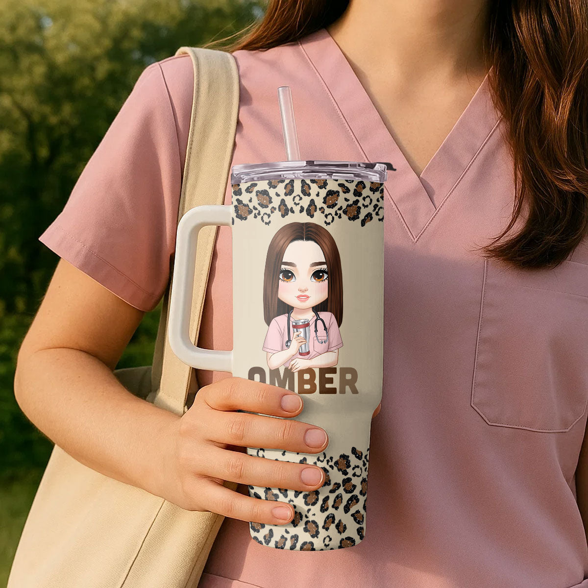 Nurse Colorful Life - Personalized Nurse 40oz Tumbler With Handle