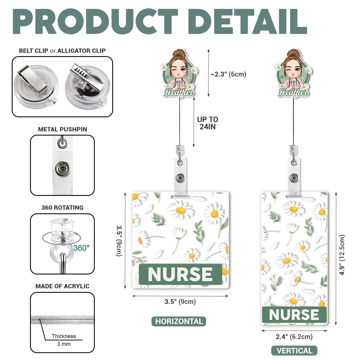 Daisy Love - Personalized Nurse Badge Reel & Buddy Set