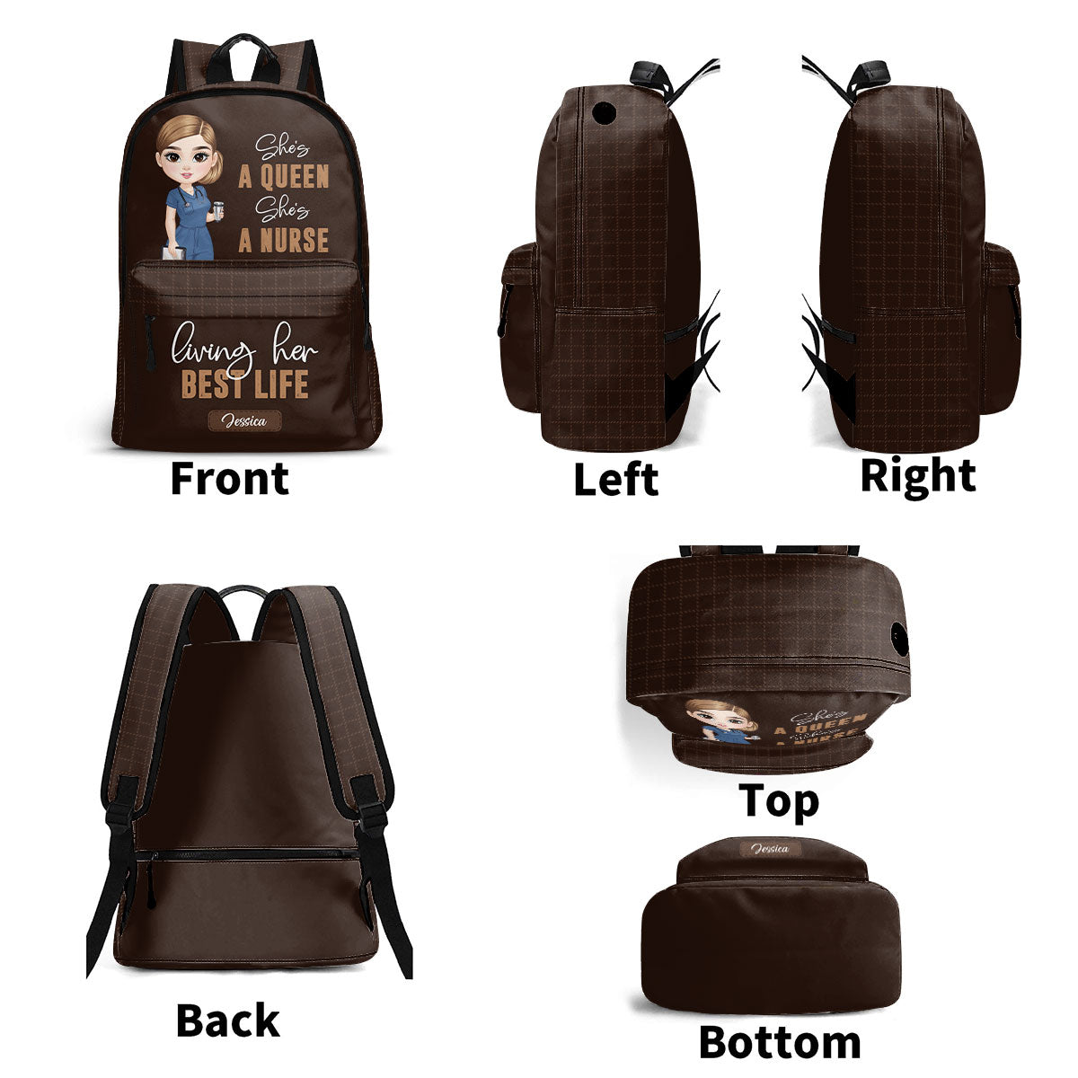 Nurse Queen Power - Personalized Backpack