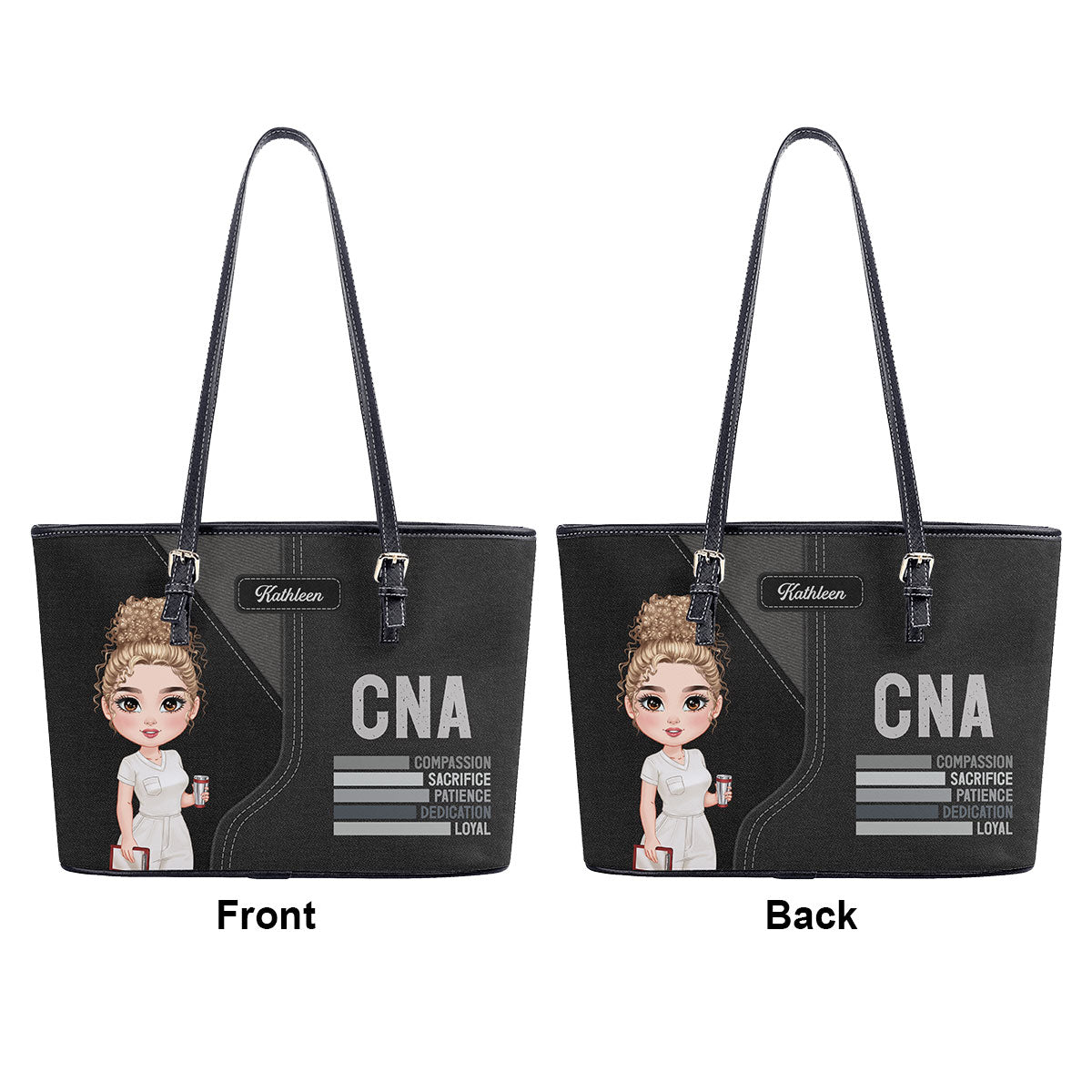 Nurse Dedication - Personalized Custom Nurse Leather Tote Bag