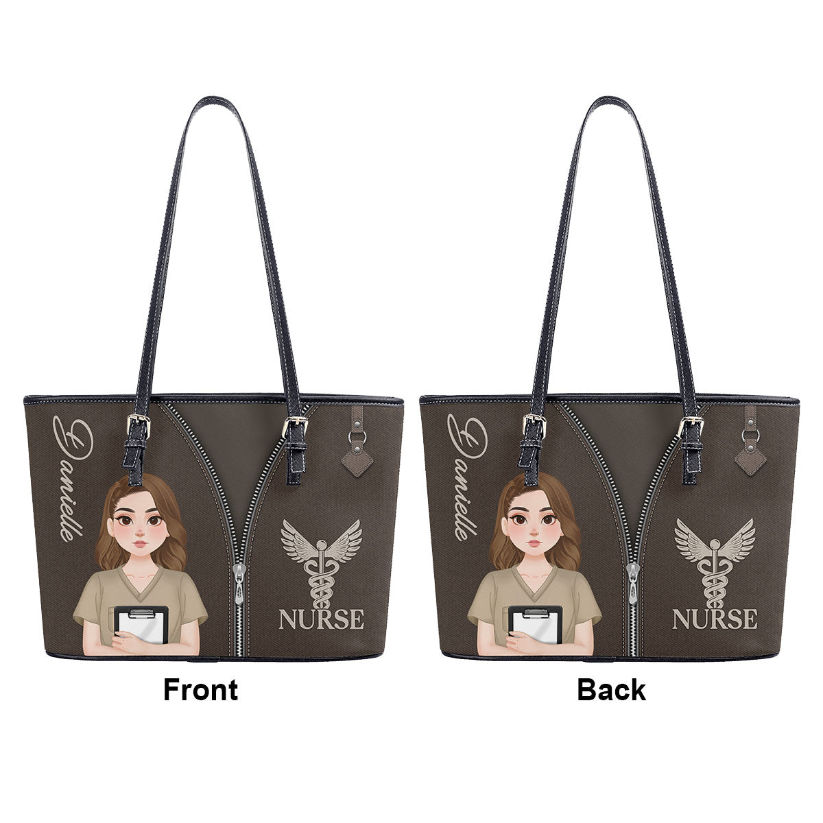 Nurse Modern Style - Personalized Custom Nurse Leather Tote Bag