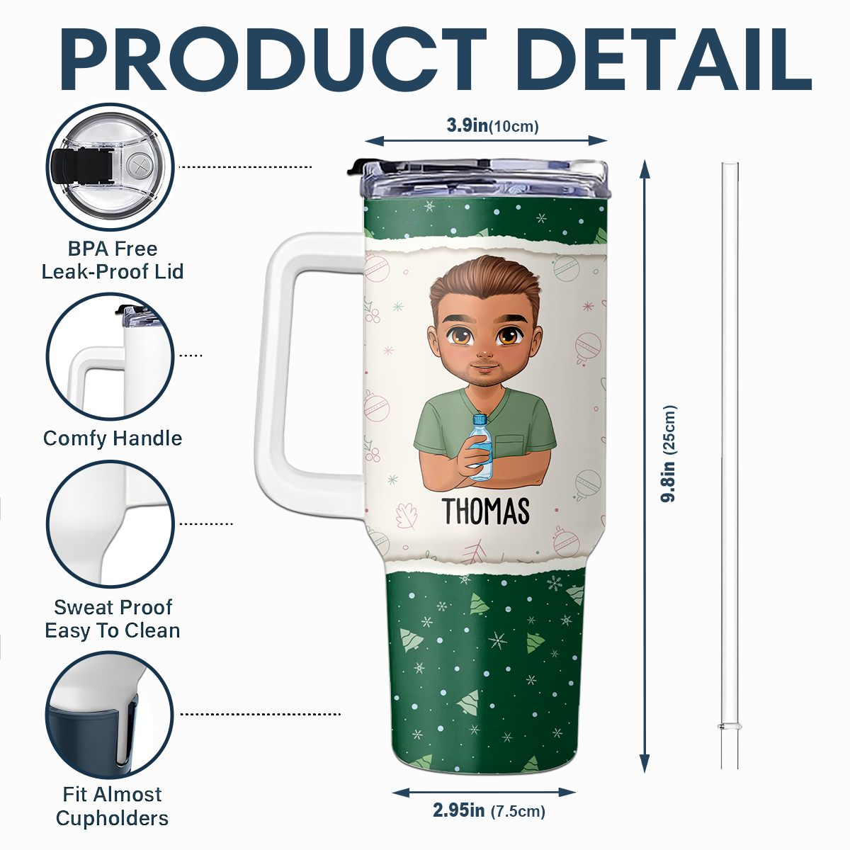 Sparkle Holiday - Personalized Nurse 40oz Tumbler With Handle