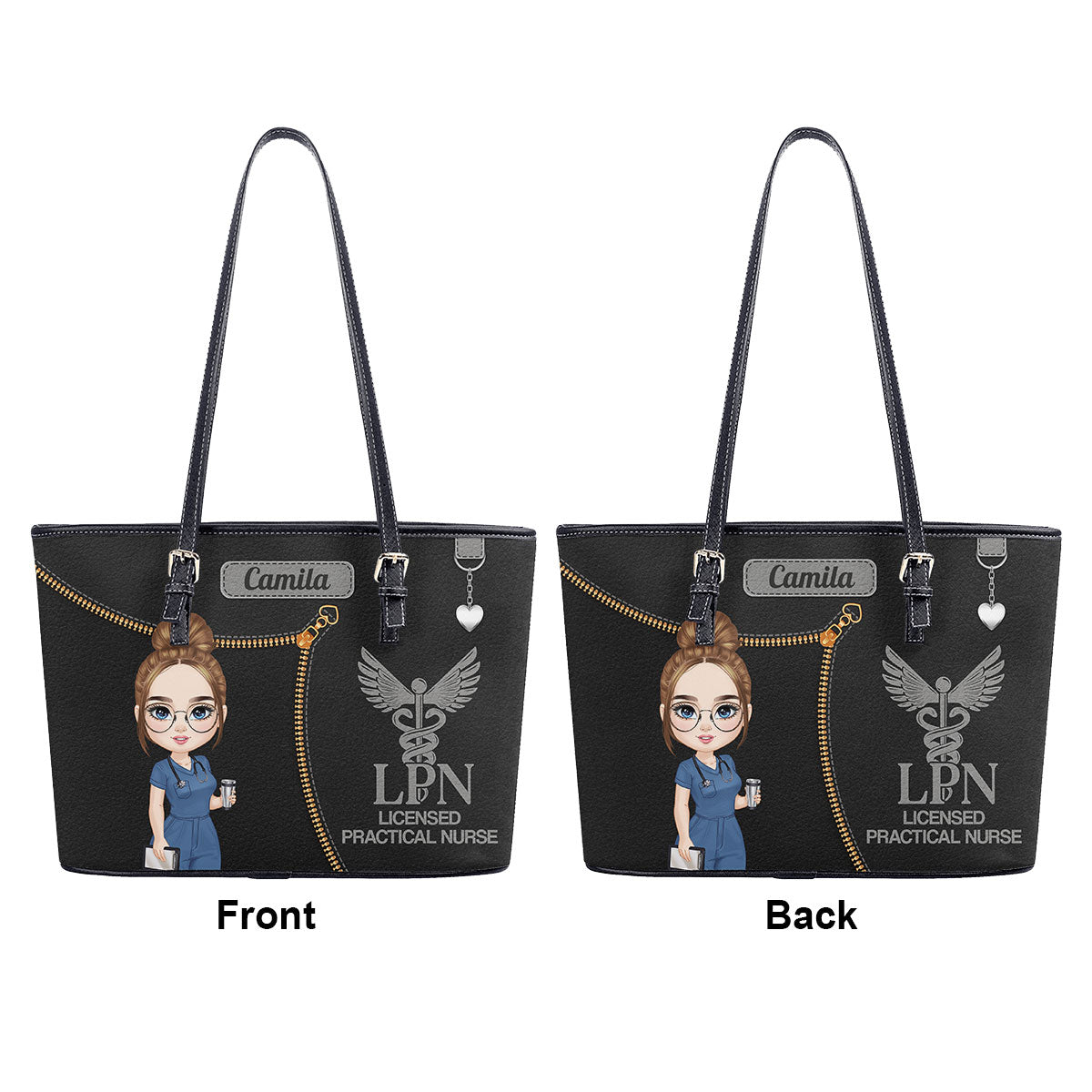 Watercolor Nurse - Personalized Custom Nurse Leather Tote Bag