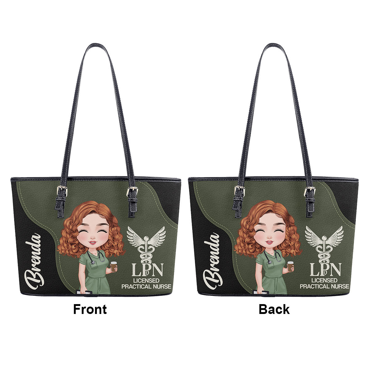 Nurse With Love - Personalized Custom Nurse Leather Tote Bag