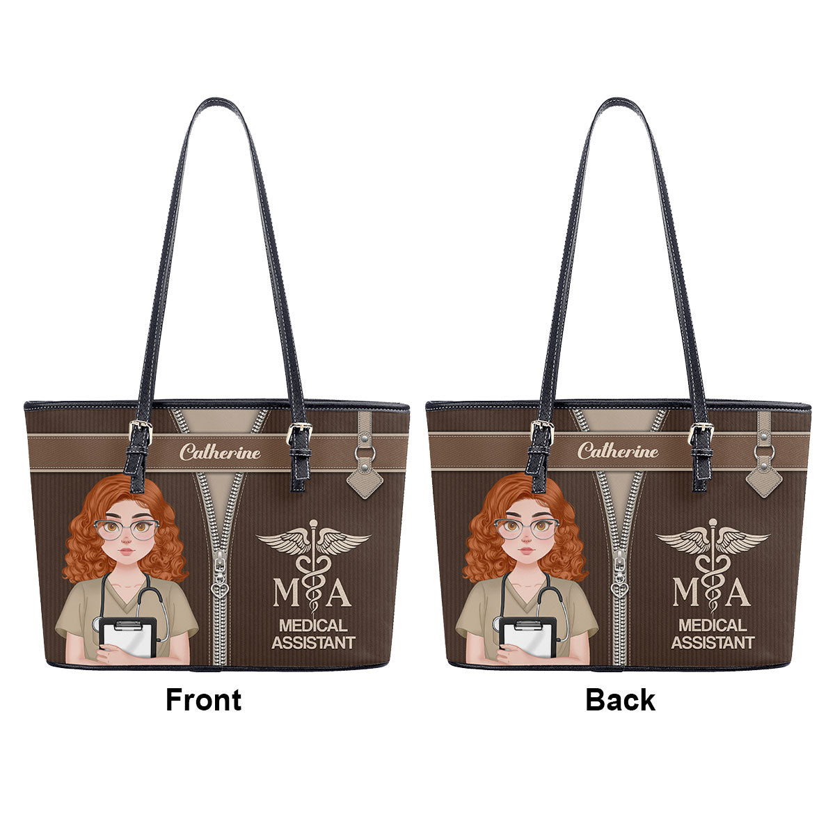 Corduroy Nurse - Personalized Custom Nurse Leather Tote Bag