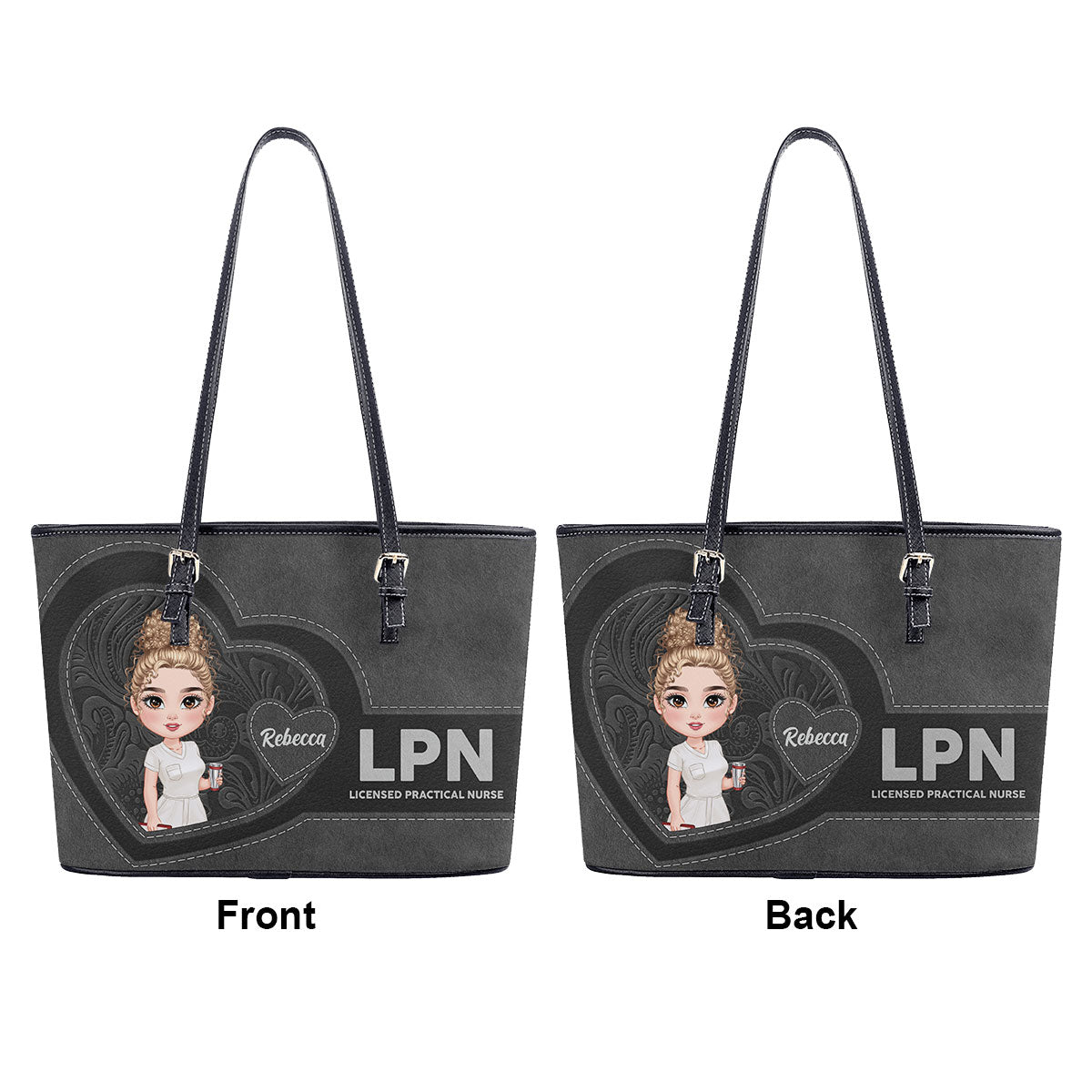 Sweet Nurse - Personalized Custom Nurse Leather Tote Bag