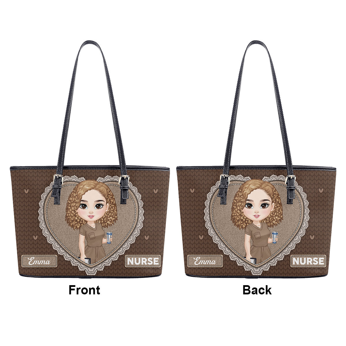 Just A Happy Nurse - Personalized Custom Nurse Leather Tote Bag