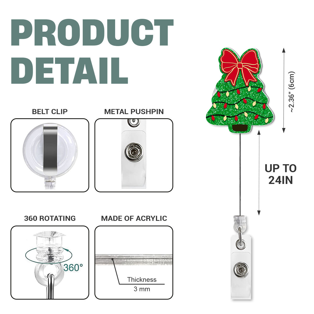 Christmas Tree Bow - Badge Reel for Nurses