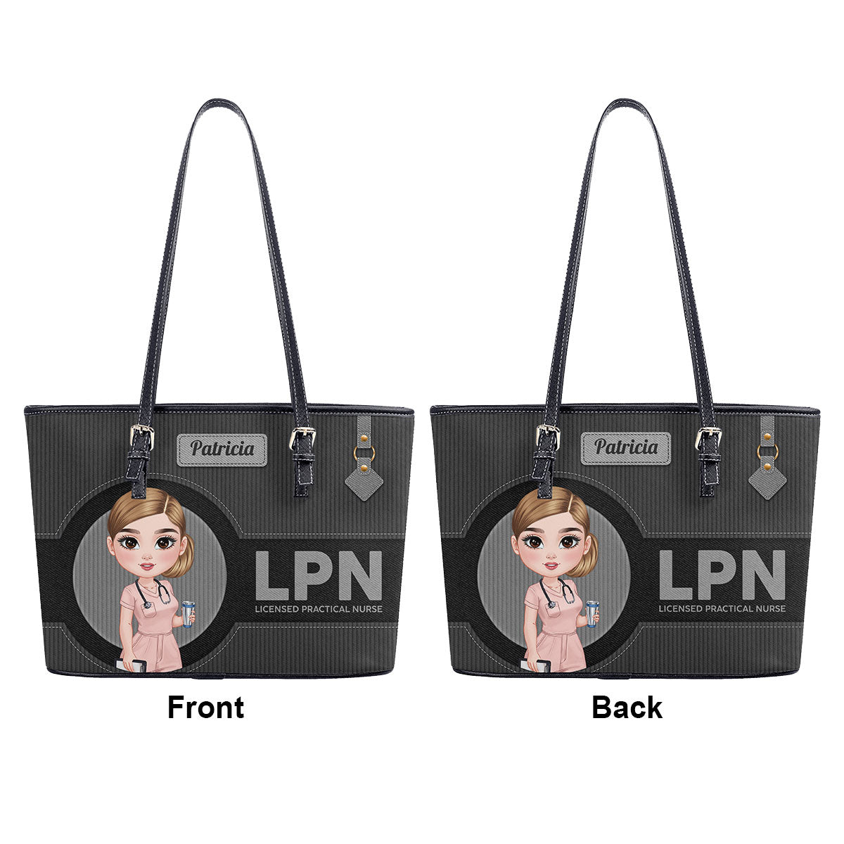 Denim Corduroy Nurse - Personalized Custom Nurse Leather Tote Bag
