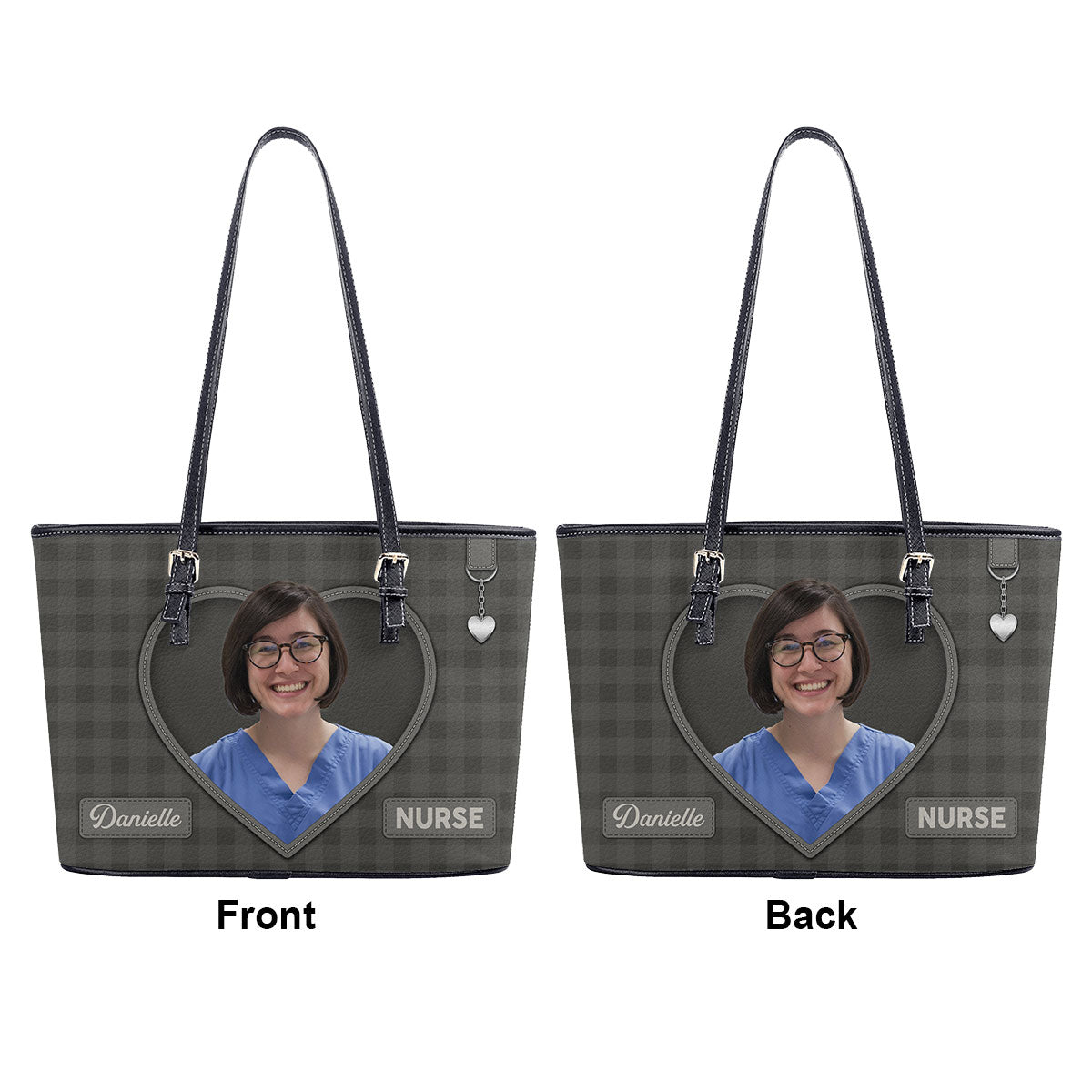Daily Nurse Style Photo - Personalized Custom Nurse Leather Tote Bag