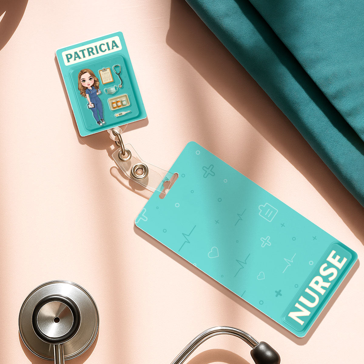 Nurse Doll - Personalized Nurse Badge Reel & Buddy Set