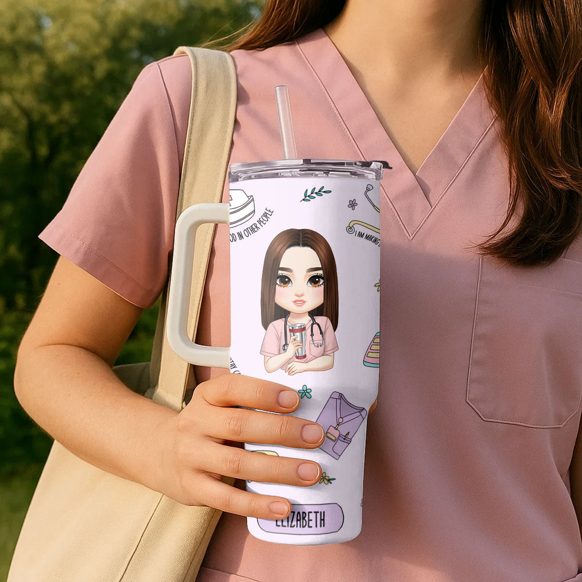 Nurse Life - Personalized Nurse 40oz Tumbler With Handle
