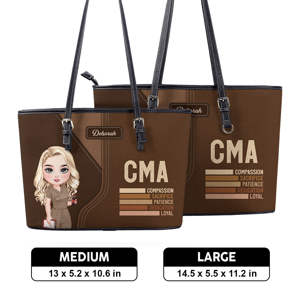 Nurse Dedication - Personalized Custom Nurse Leather Tote Bag