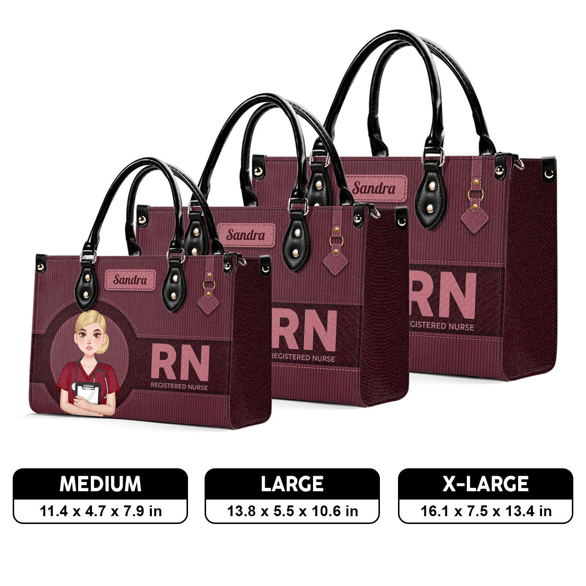 Denim Corduroy Nurse - Personalized Custom Leather Handbag