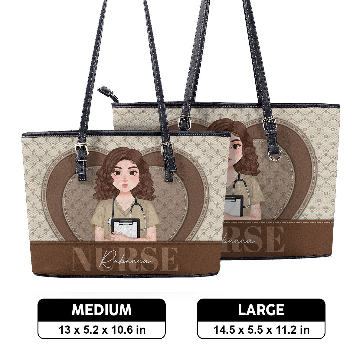 Heart And Mind - Personalized Custom Nurse Leather Tote Bag