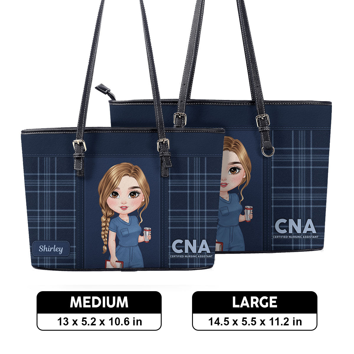 Chic Nurse Vibes - Personalized Custom Nurse Leather Tote Bag