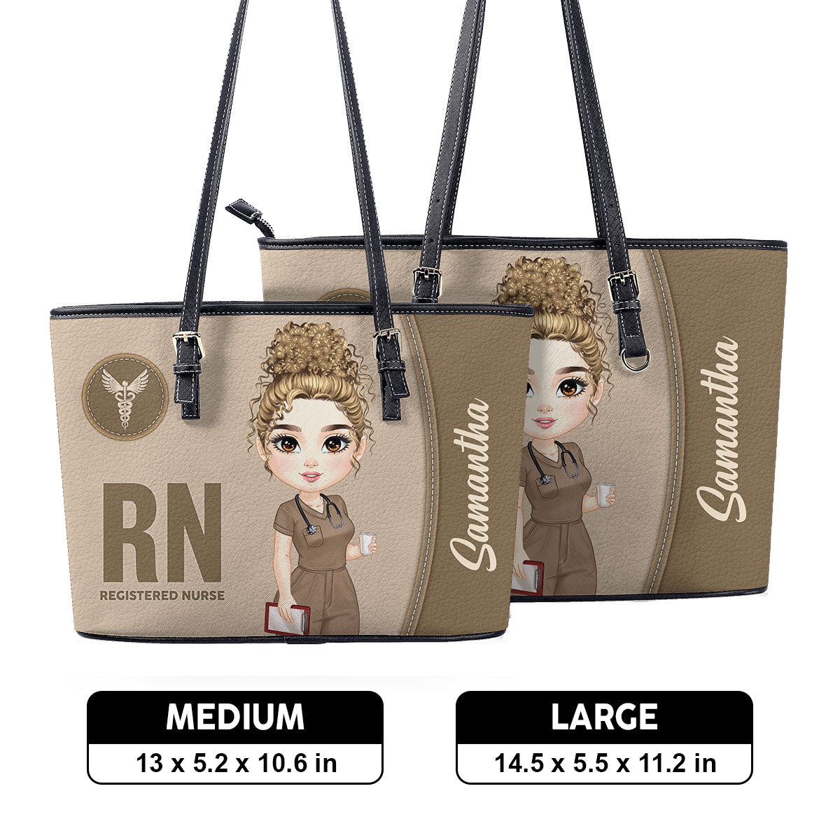 Timeless Style Nurse - Personalized Custom Nurse Leather Tote Bag