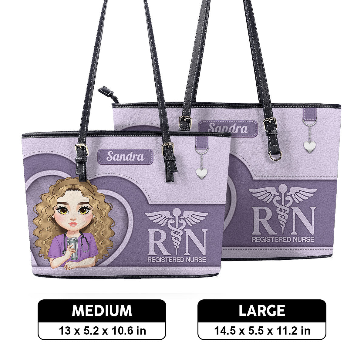 Nurse With Beautiful Heart - Personalized Custom Nurse Leather Tote Bag