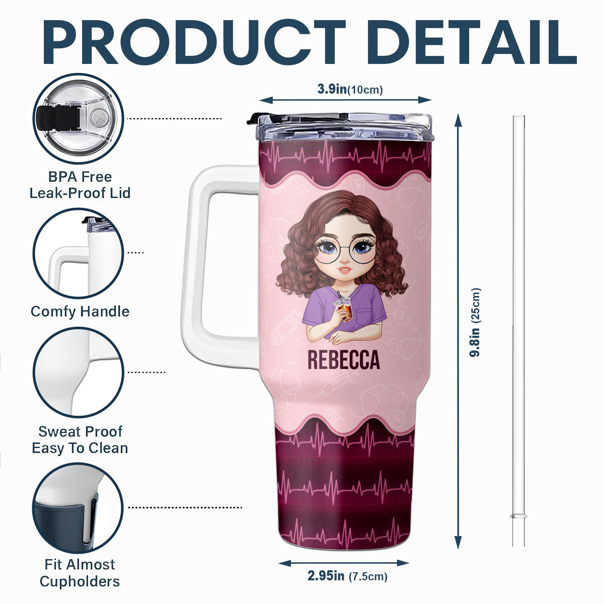 Nurse Nutrition Facts - Personalized Nurse 40oz Tumbler With Handle
