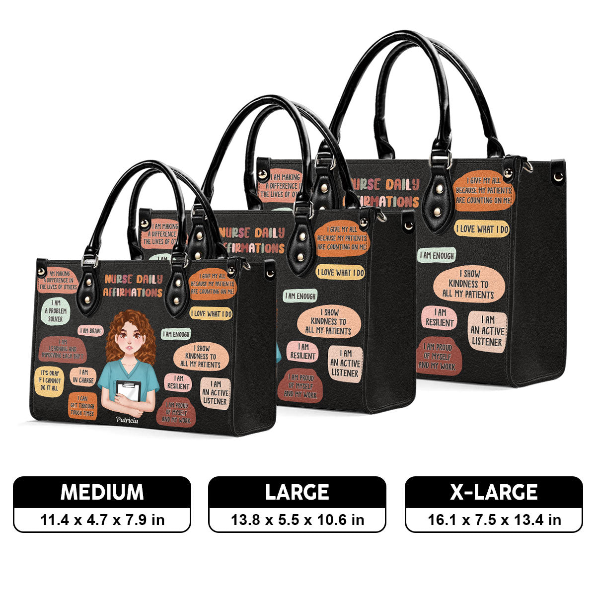 Nurse Daily Affirmations - Personalized Custom Leather Handbag