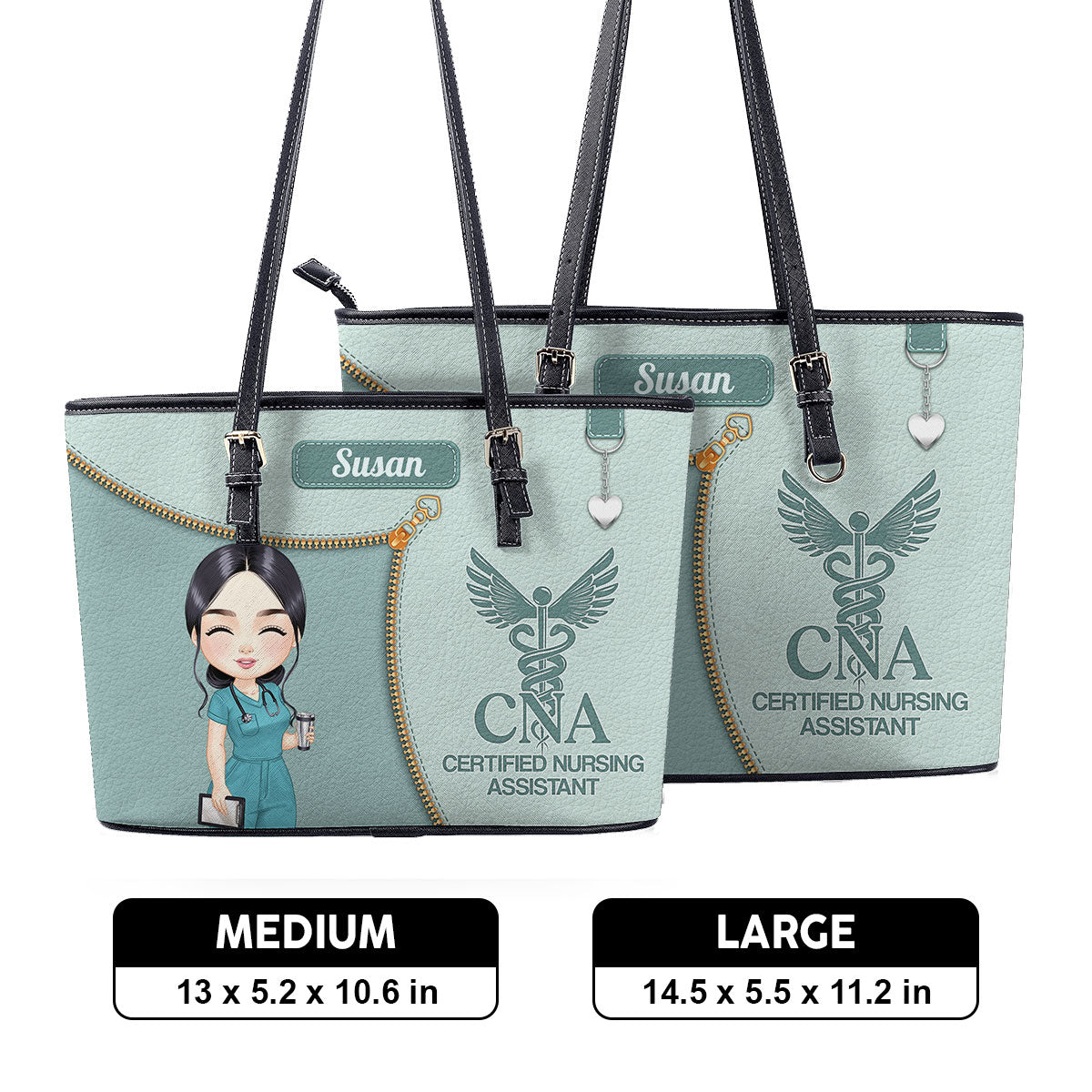 Watercolor Nurse - Personalized Custom Nurse Leather Tote Bag