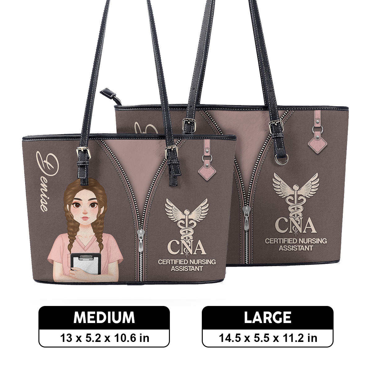 Nurse Modern Style - Personalized Custom Nurse Leather Tote Bag